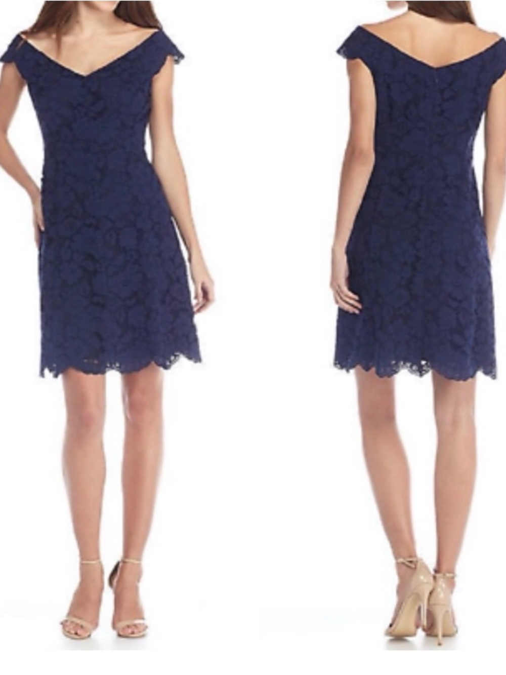 Vince Camuto Navy Blue Lace Midi Dress